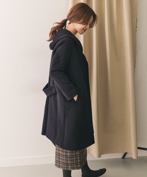 URBAN RESEARCH DOORS（アーバンリサーチドアーズ）の「ウール2WAYフードコート（ジャケット/アウター・レディース・NAVY/GREGE/LIGHT BEIGE/CAMEL・one）」の9枚目の写真