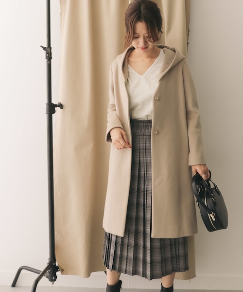 URBAN RESEARCH DOORS（アーバンリサーチドアーズ）の「ウール2WAYフードコート（ジャケット/アウター・レディース・NAVY/GREGE/LIGHT BEIGE/CAMEL・one）」の4枚目の写真