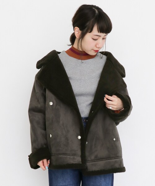 KBF(ケイビーエフ)の「ムスタンBIGジャケット(ジャケット/アウター・レディース・L/BEIGE/GRAY・one)」の2枚目の写真