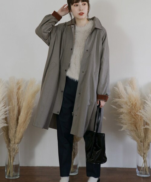 KBF（ケイビーエフ）の「WEB限定 ボーイッシュコート（ジャケット/アウター・レディース・CHARCOAL/BEIGE/GRAY CHECK/WINE CHECK・one）」の12枚目の写真