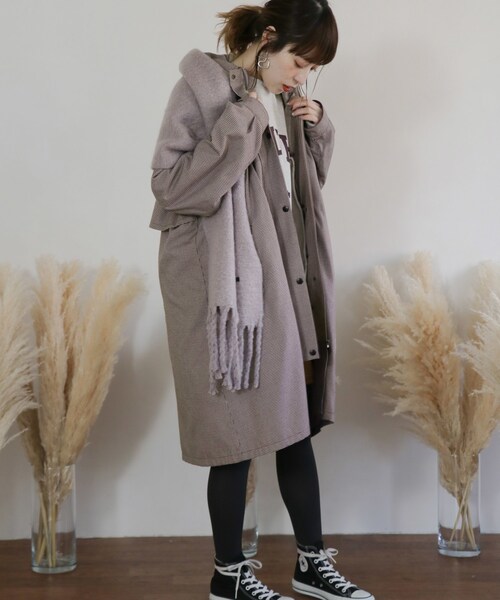 KBF（ケイビーエフ）の「WEB限定 ボーイッシュコート（ジャケット/アウター・レディース・CHARCOAL/BEIGE/GRAY CHECK/WINE CHECK・one）」の5枚目の写真