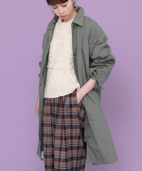 KBF（ケイビーエフ）の「WEB限定 ボーイッシュコート（ジャケット/アウター・レディース・CHARCOAL/BEIGE/GRAY CHECK/WINE CHECK・one）」の9枚目の写真