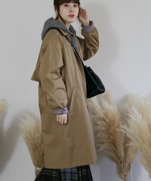 KBF（ケイビーエフ）の「WEB限定 ボーイッシュコート（ジャケット/アウター・レディース・CHARCOAL/BEIGE/GRAY CHECK/WINE CHECK・one）」の16枚目の写真