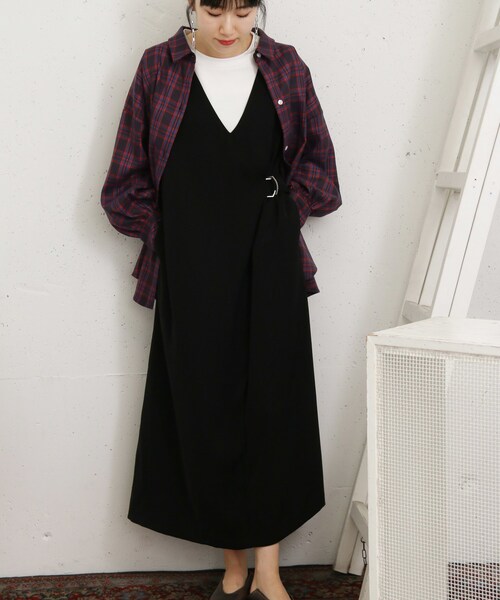 KBF+(ケービーエフプラス)の「KBF+ サイドベルトジャンパースカート(ワンピース/ドレス・レディース・BLACK/D.GREEN/R.BROWN・one)」の8枚目の写真