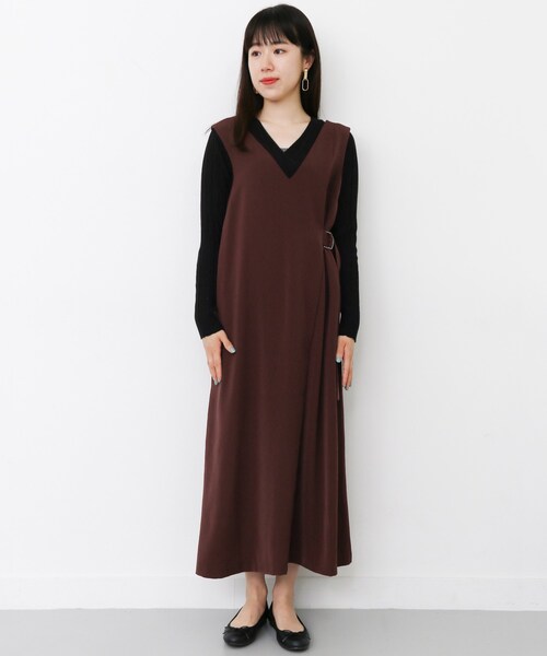 KBF+(ケービーエフプラス)の「KBF+ サイドベルトジャンパースカート(ワンピース/ドレス・レディース・BLACK/D.GREEN/R.BROWN・one)」の13枚目の写真