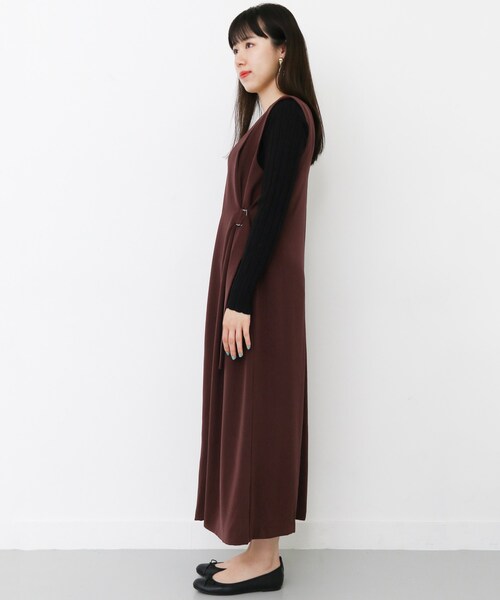 KBF+(ケービーエフプラス)の「KBF+ サイドベルトジャンパースカート(ワンピース/ドレス・レディース・BLACK/D.GREEN/R.BROWN・one)」の14枚目の写真