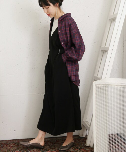 KBF+(ケービーエフプラス)の「KBF+ サイドベルトジャンパースカート(ワンピース/ドレス・レディース・BLACK/D.GREEN/R.BROWN・one)」の9枚目の写真