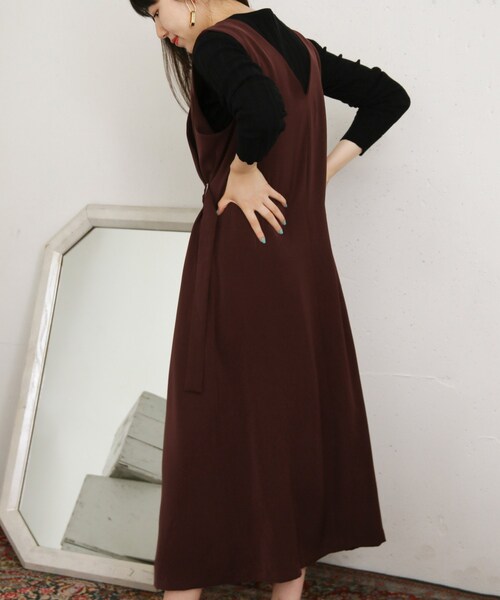 KBF+(ケービーエフプラス)の「KBF+ サイドベルトジャンパースカート(ワンピース/ドレス・レディース・BLACK/D.GREEN/R.BROWN・one)」の10枚目の写真