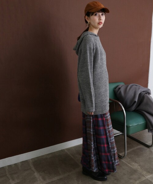 KBF（ケイビーエフ）の「MIXチェックフレアスカート（スカート・レディース・KHAKI mix/BLUE mix・one）」の8枚目の写真