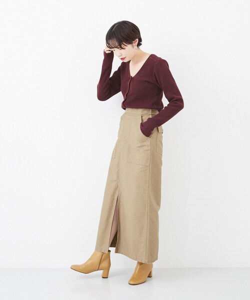 R JUBILEE(アールジュビリー)の「R JUBILEE RIB CARDIGAN(トップス・レディース・BORDEAUX/OFFWHITE/BROWN・M)」の4枚目の写真