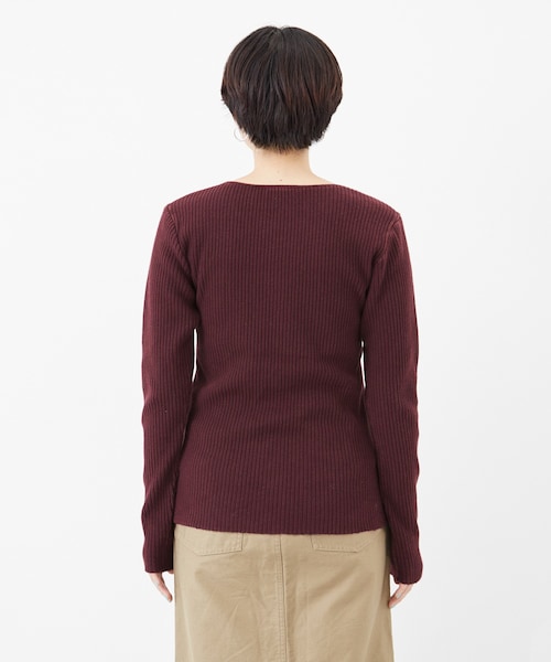 R JUBILEE(アールジュビリー)の「R JUBILEE RIB CARDIGAN(トップス・レディース・BORDEAUX/OFFWHITE/BROWN・M)」の7枚目の写真