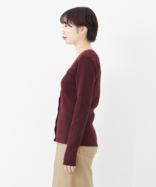 R JUBILEE(アールジュビリー)の「R JUBILEE RIB CARDIGAN(トップス・レディース・BORDEAUX/OFFWHITE/BROWN・M)」の6枚目の写真