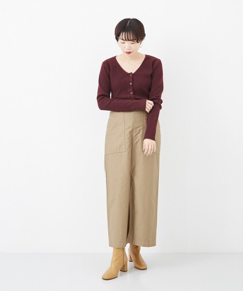 R JUBILEE(アールジュビリー)の「R JUBILEE RIB CARDIGAN(トップス・レディース・BORDEAUX/OFFWHITE/BROWN・M)」の1枚目の写真