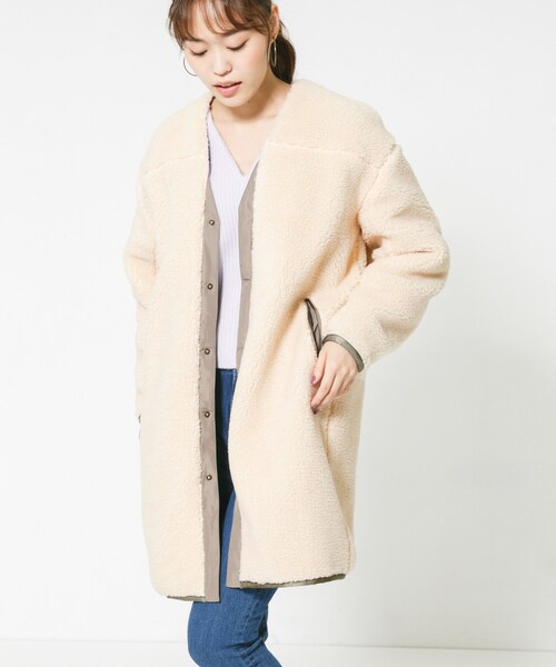 F by ROSSO（エフバイロッソ）の「F by ROSSO ボアコート（ジャケット/アウター・レディース・BEIGE/OFF WHITE・FREE）」の6枚目の写真