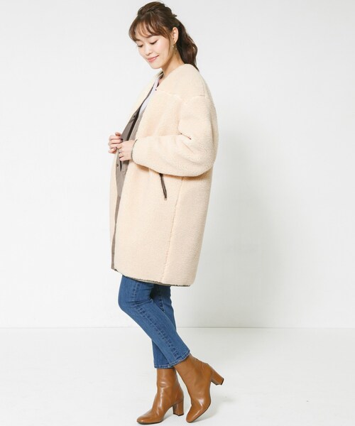 F by ROSSO（エフバイロッソ）の「F by ROSSO ボアコート（ジャケット/アウター・レディース・BEIGE/OFF WHITE・FREE）」の8枚目の写真