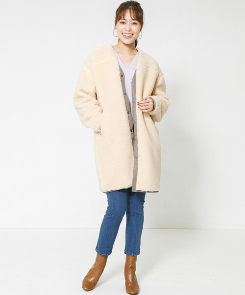 F by ROSSO（エフバイロッソ）の「F by ROSSO ボアコート（ジャケット/アウター・レディース・BEIGE/OFF WHITE・FREE）」の9枚目の写真