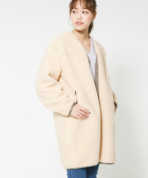 F by ROSSO（エフバイロッソ）の「F by ROSSO ボアコート（ジャケット/アウター・レディース・BEIGE/OFF WHITE・FREE）」の3枚目の写真