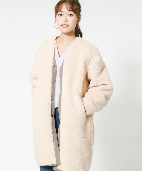 F by ROSSO（エフバイロッソ）の「F by ROSSO ボアコート（ジャケット/アウター・レディース・BEIGE/OFF WHITE・FREE）」の5枚目の写真