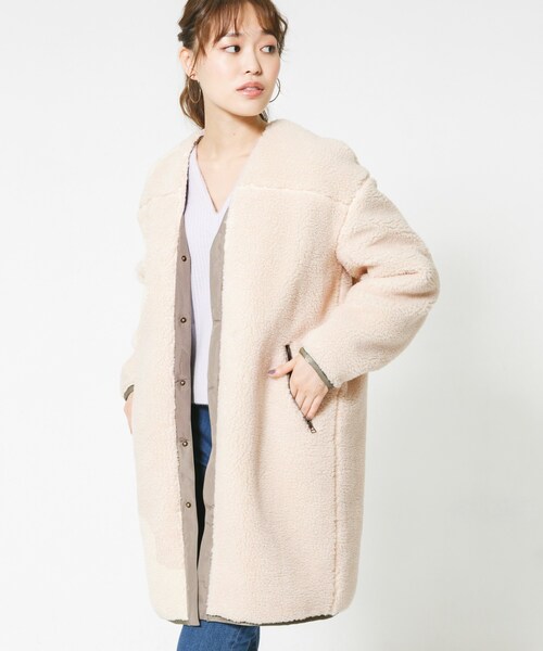 F by ROSSO（エフバイロッソ）の「F by ROSSO ボアコート（ジャケット/アウター・レディース・BEIGE/OFF WHITE・FREE）」の2枚目の写真