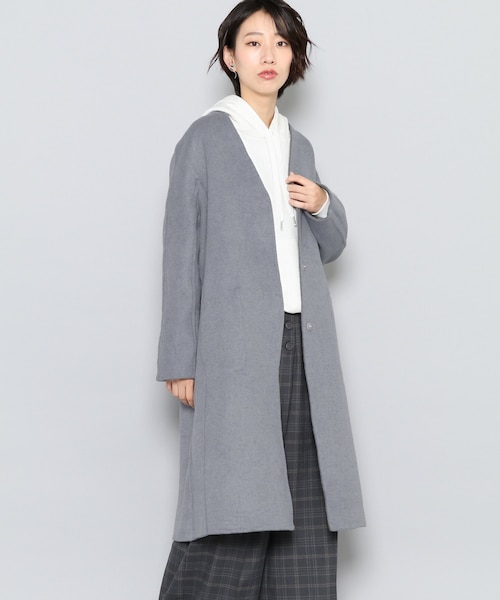 roku 6 リバーシブル SEWING COLLAR COAT ウールリバー 6 リバーシブルノーカラーコート roku 6 リバーシブル SEWING COLLAR
