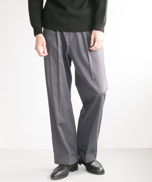URBAN RESEARCH（アーバンリサーチ）の「コットンサテンワイドトラウザー（パンツ・メンズ・L.BEIGE/NAVY/L.KHAKI/KHAKI/CHINO.BEG/BROWN/CHARCOAL/GRAY/BLUE GRAY/BLACK・M/L）」の7枚目の写真