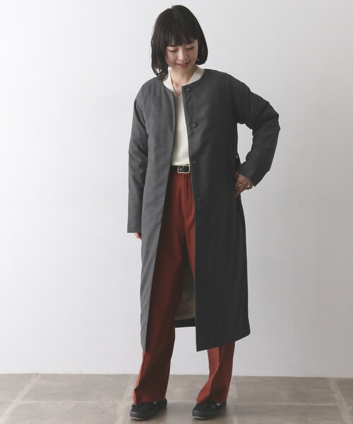 かぐれ（カグレ）の「ウール中綿ノーカラーコート（）」 - WEAR