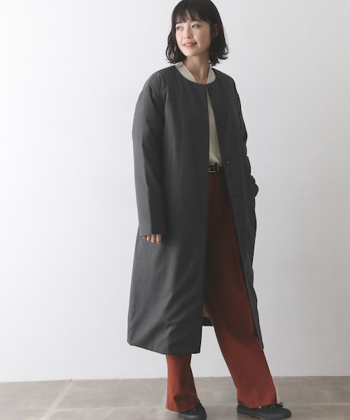 かぐれ グレー 起毛ウールノーカラーコート かぐれ ノーカラーコート FREE グレー系その他 レディース : ZOZOTOWN