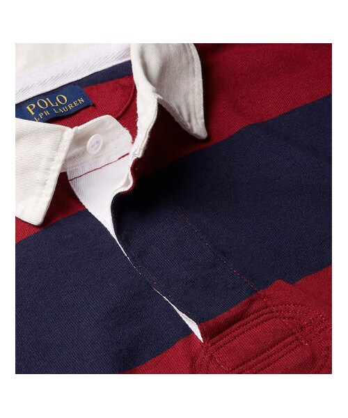 POLO RALPH LAUREN（ポロ ラルフ ローレン）の「Polo Ralph Lauren Logo-Embroidered Twill-Trimmed Striped Cotton-Jersey Polo Shirt（シャツ/ブラウス・メンズ・Red・XXL/XL/L/M/XS/S）」の4枚目の写真