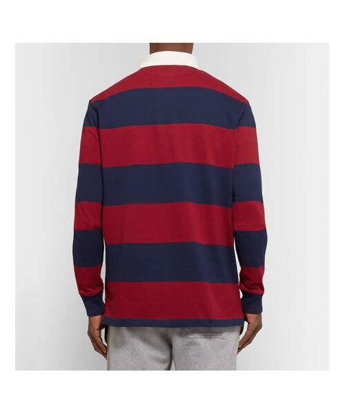 POLO RALPH LAUREN（ポロ ラルフ ローレン）の「Polo Ralph Lauren Logo-Embroidered Twill-Trimmed Striped Cotton-Jersey Polo Shirt（シャツ/ブラウス・メンズ・Red・XXL/XL/L/M/XS/S）」の5枚目の写真