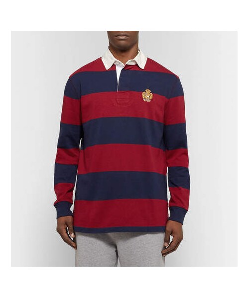 POLO RALPH LAUREN（ポロ ラルフ ローレン）の「Polo Ralph Lauren Logo-Embroidered Twill-Trimmed Striped Cotton-Jersey Polo Shirt（シャツ/ブラウス・メンズ・Red・XXL/XL/L/M/XS/S）」の2枚目の写真