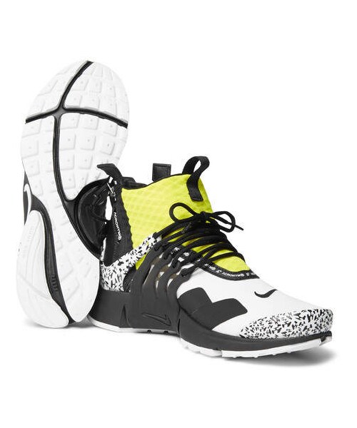 NIKE(ナイキ)の「Nike + Acronym Air Presto Mid Leather And Rubber-Trimmed Mesh Sneakers(スニーカー・メンズ・White・Us7/Us6/Us5/Us14)」の3枚目の写真