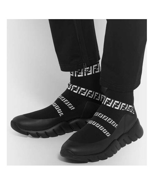 FENDI(フェンディ)の「Fendi Coated Logo-Jacquard Stretch-Knit High-Top Sneakers(スニーカー・メンズ・Black・Uk7/Uk8/Uk8.5/Uk12/Uk9)」の3枚目の写真