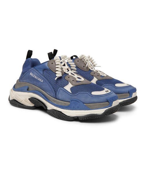 balenciaga triple s suede leather and mesh sneakers