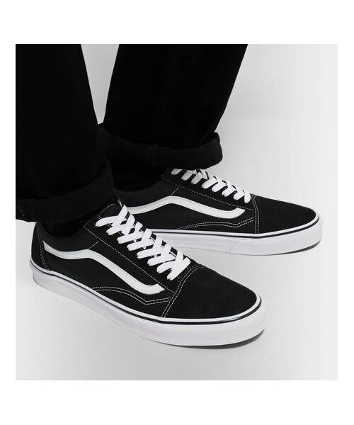 VANS(バンズ)の「Vans Old Skool Leather-Trimmed Canvas And Suede Sneakers(スニーカー・メンズ・Black・Uk7.5/Uk7/Uk6.5/Uk10.5/Uk9.5/Uk9/Uk10/Uk8/Uk6/Uk5/Uk12)」の3枚目の写真