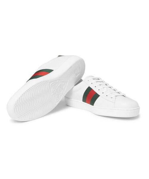GUCCI（グッチ）の「Gucci Ace Watersnake-Trimmed Embroidered Leather Sneakers（スニーカー・メンズ・White・Uk13/Uk12/Uk9/Uk8/Uk8.5/Uk7.5/Uk7/Uk6.5/Uk5/Uk6/Uk11.5/Uk10.5/Uk11/Uk10/Uk9.5）」の4枚目の写真