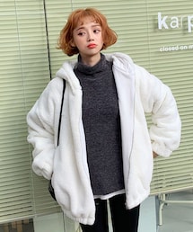 DHOLIC | フェイクファーフードジップアップ(パーカー)