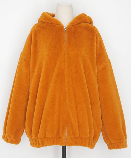 DHOLIC（ディーホリック）の「フェイクファーフードジップアップ（パーカー・レディース・ホワイト/ブラック/オレンジ・FREE）」の3枚目の写真