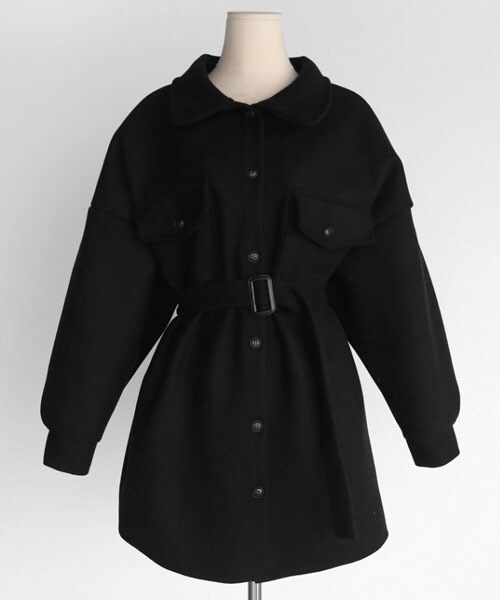 DHOLIC（ディーホリック）の「ベルトSETオーバーシャツジャケット（その他アウター・レディース・ブラウン/ホワイト/ブラック・FREE）」の3枚目の写真