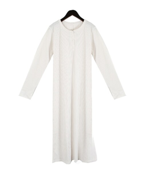 STYLEBLOCK（スタイルブロック）の「リブヘンリーネックワンピース（ワンピース・レディース・アイボリー/グレー/ベージュ/ブラック・M）」の2枚目の写真