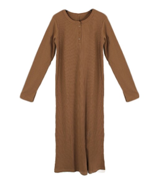 STYLEBLOCK（スタイルブロック）の「リブヘンリーネックワンピース（ワンピース・レディース・アイボリー/グレー/ベージュ/ブラック・M）」の4枚目の写真