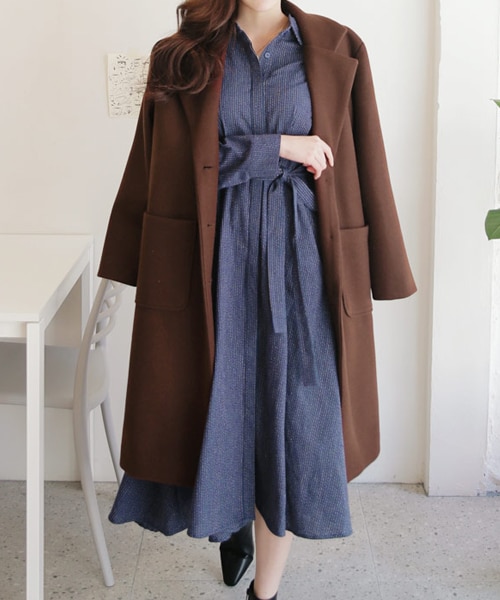 DHOLIC（ディーホリック）の「スリーボタンロングコート（ダウンジャケット/コート・レディース・グリーン/ブラウン/ベージュ/ピンク・FREE）」の2枚目の写真