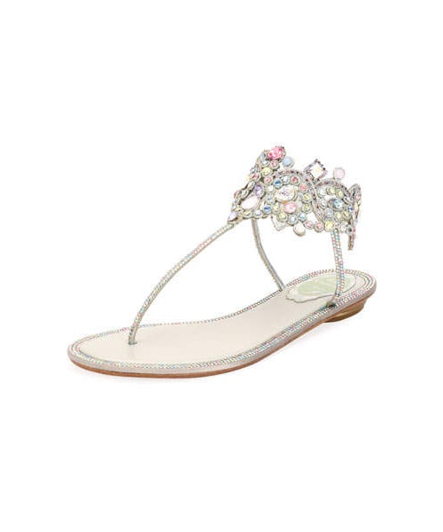 rene caovilla crystal flat thong sandal