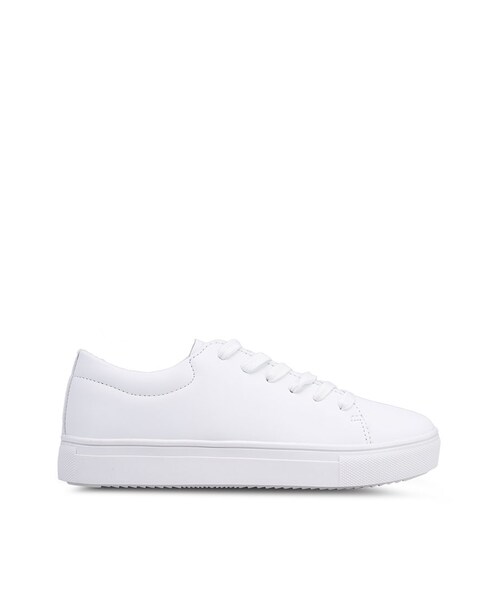 Rubi Shoes Josie Diagonal Ribbed Flatform Sneaker White - Onceit