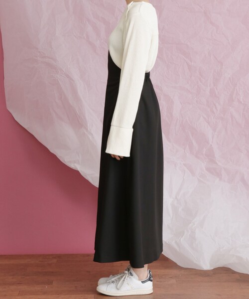 KBF（ケイビーエフ）の「WEB限定 ワンショルダーサロペットスカート（ワンピース/ドレス・レディース・MOCHA/OFF/BLACK・one）」の11枚目の写真