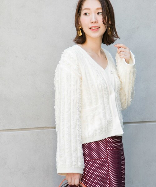 URBAN RESEARCH ROSSO WOMEN(アーバンリサーチ ロッソ)の「フリンジニットジャケット(トップス・レディース・GREEN/OFFWHITE/ORANGE・FREE)」の7枚目の写真