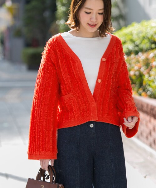 URBAN RESEARCH ROSSO WOMEN(アーバンリサーチ ロッソ)の「フリンジニットジャケット(トップス・レディース・GREEN/OFFWHITE/ORANGE・FREE)」の11枚目の写真