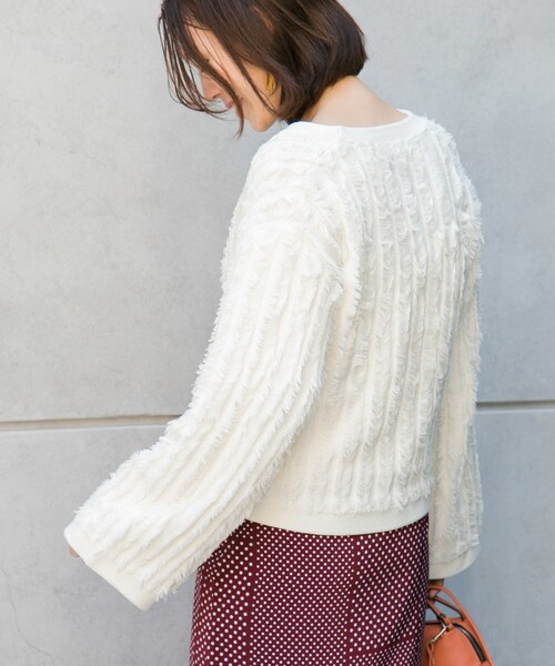 URBAN RESEARCH ROSSO WOMEN(アーバンリサーチ ロッソ)の「フリンジニットジャケット(トップス・レディース・GREEN/OFFWHITE/ORANGE・FREE)」の5枚目の写真