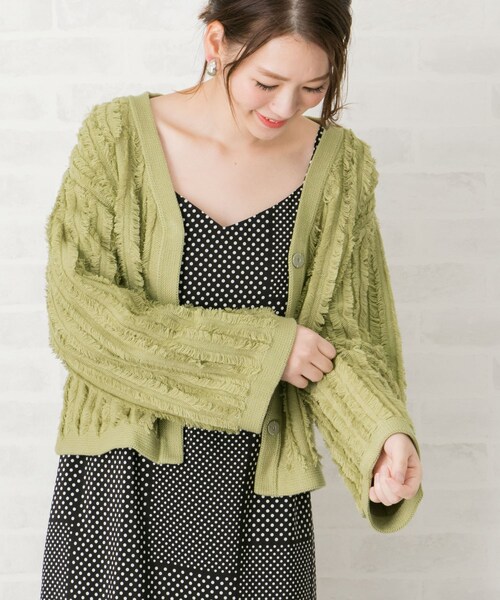 URBAN RESEARCH ROSSO WOMEN(アーバンリサーチ ロッソ)の「フリンジニットジャケット(トップス・レディース・GREEN/OFFWHITE/ORANGE・FREE)」の16枚目の写真
