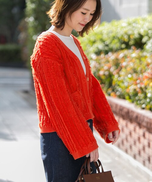 URBAN RESEARCH ROSSO WOMEN(アーバンリサーチ ロッソ)の「フリンジニットジャケット(トップス・レディース・GREEN/OFFWHITE/ORANGE・FREE)」の10枚目の写真
