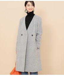 ADAM ET ROPE'（アダムエロペ）の「Wボタンノーカラーコート（）」 - WEAR